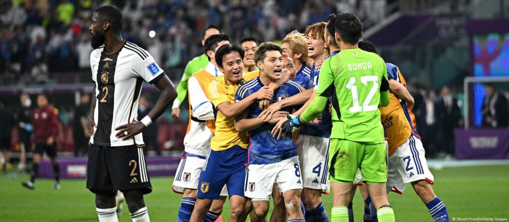 Japan soccer team with a big win over Germany